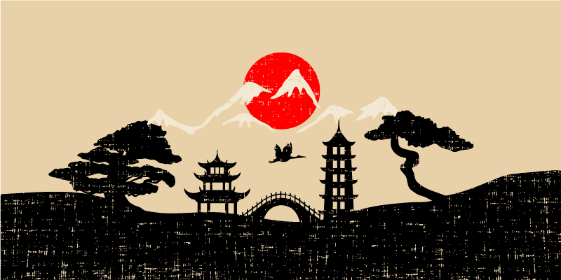 Tapis vinyle chambre scène de paysage japonais - TenStickers