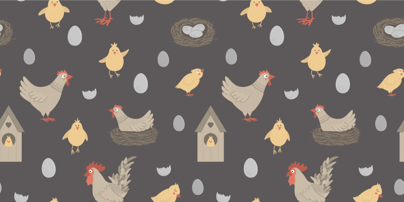 Tapis vinyle chambre bébé modèle de poules et de nids - TenStickers