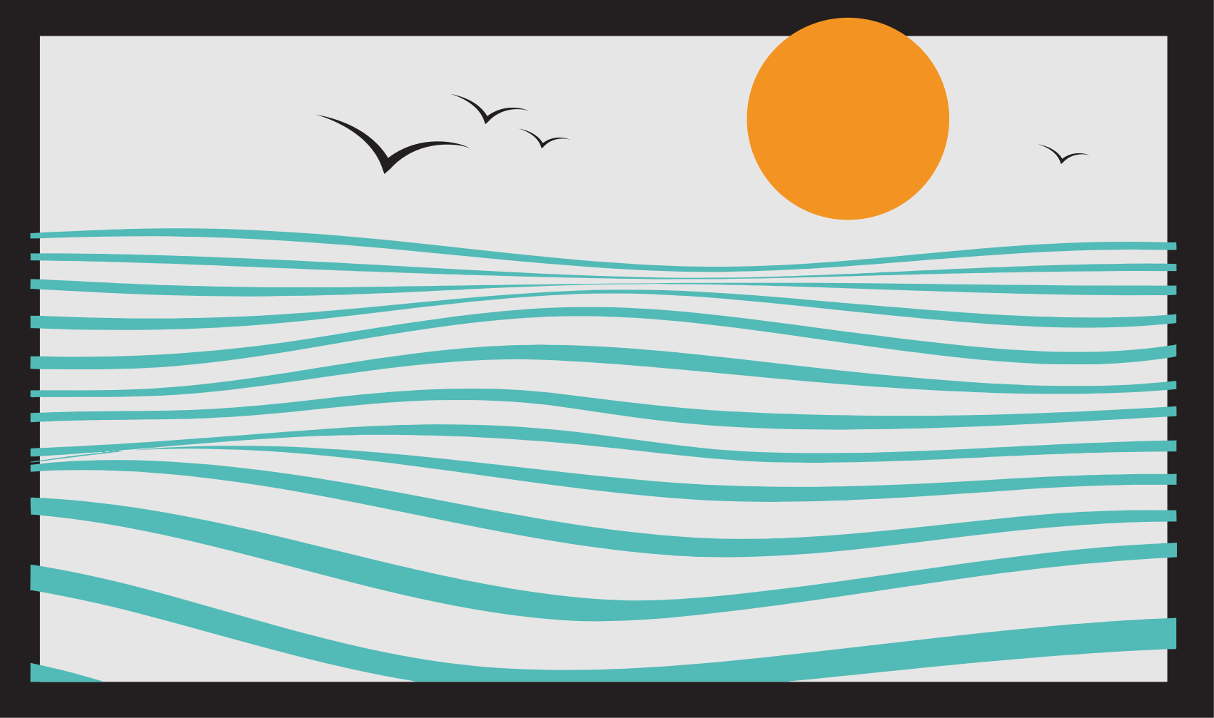 Tapis vinyle design moderne vagues du coucher du soleil - TenStickers