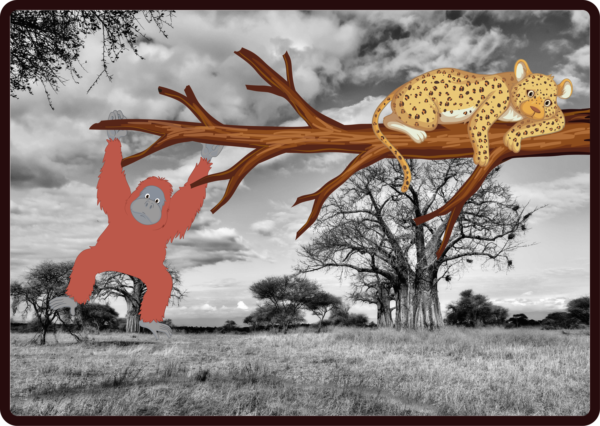 Tapis vinyle animal créatures de la jungle enjouées - TenStickers