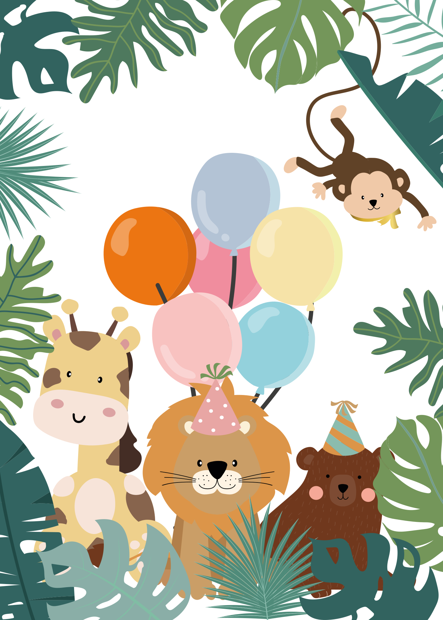 Tapis vinyle pour enfants fête des animaux de safari - TenStickers