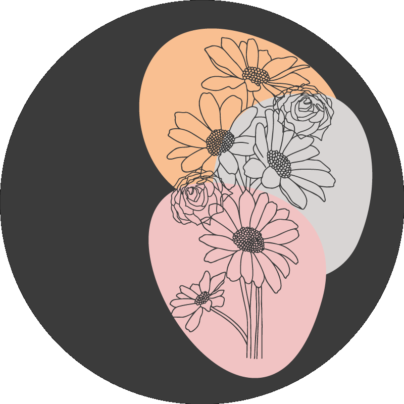 Tapis vinyle fleurs et plantes composition en cercle - TenStickers