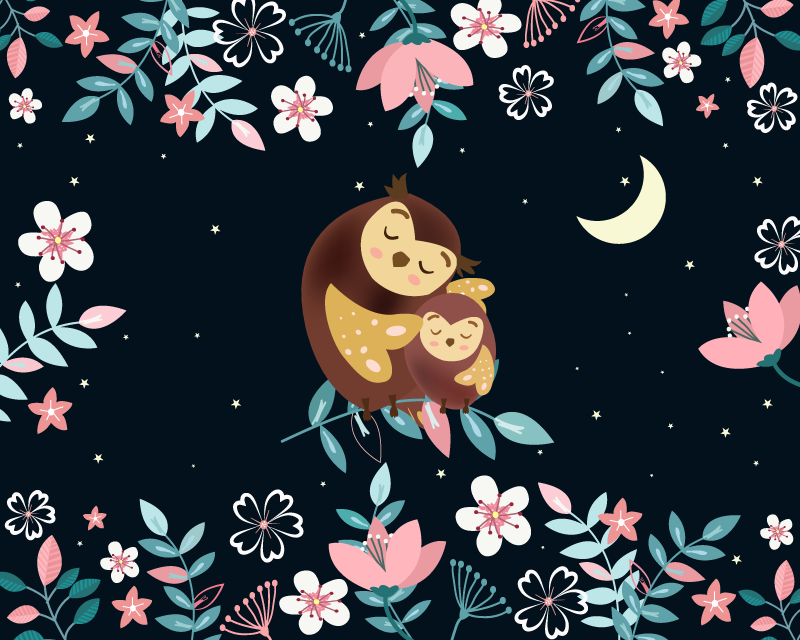 Tapis vinyle animal amour de maman hibou - TenStickers