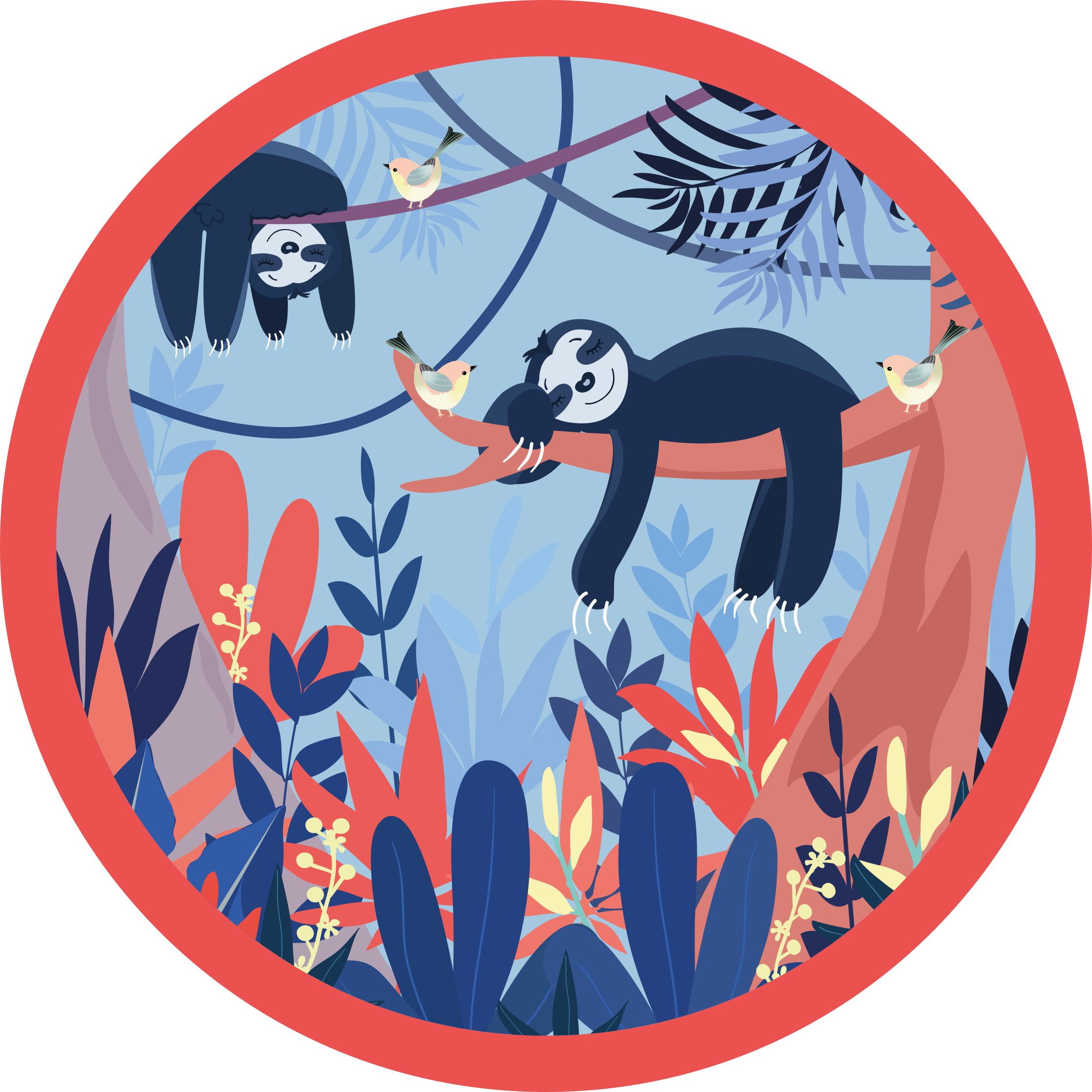 Tapis vinyle animal scène de jungle paresseuse - TenStickers