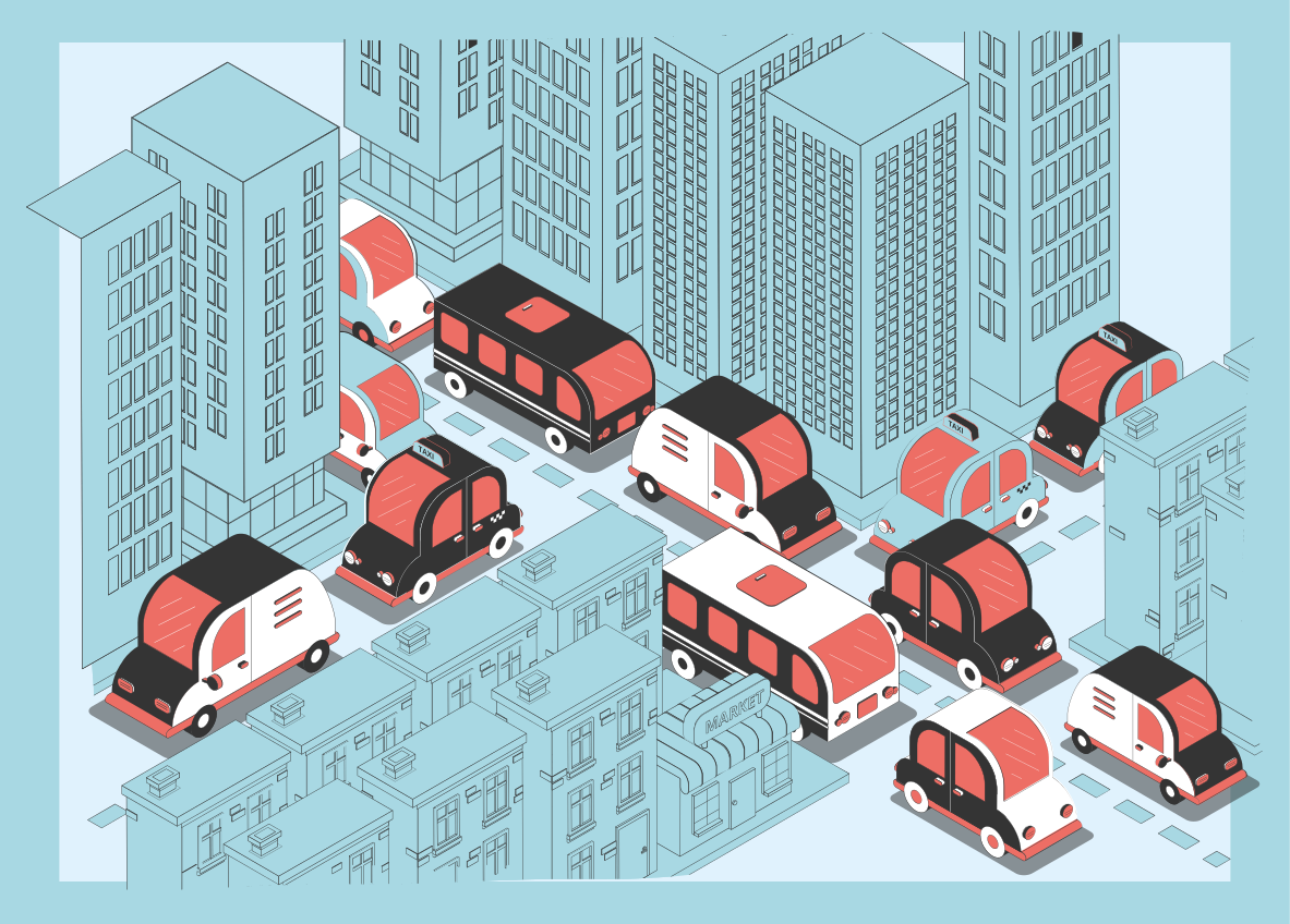 Tapis vinyle route scène de circulation urbaine - TenStickers