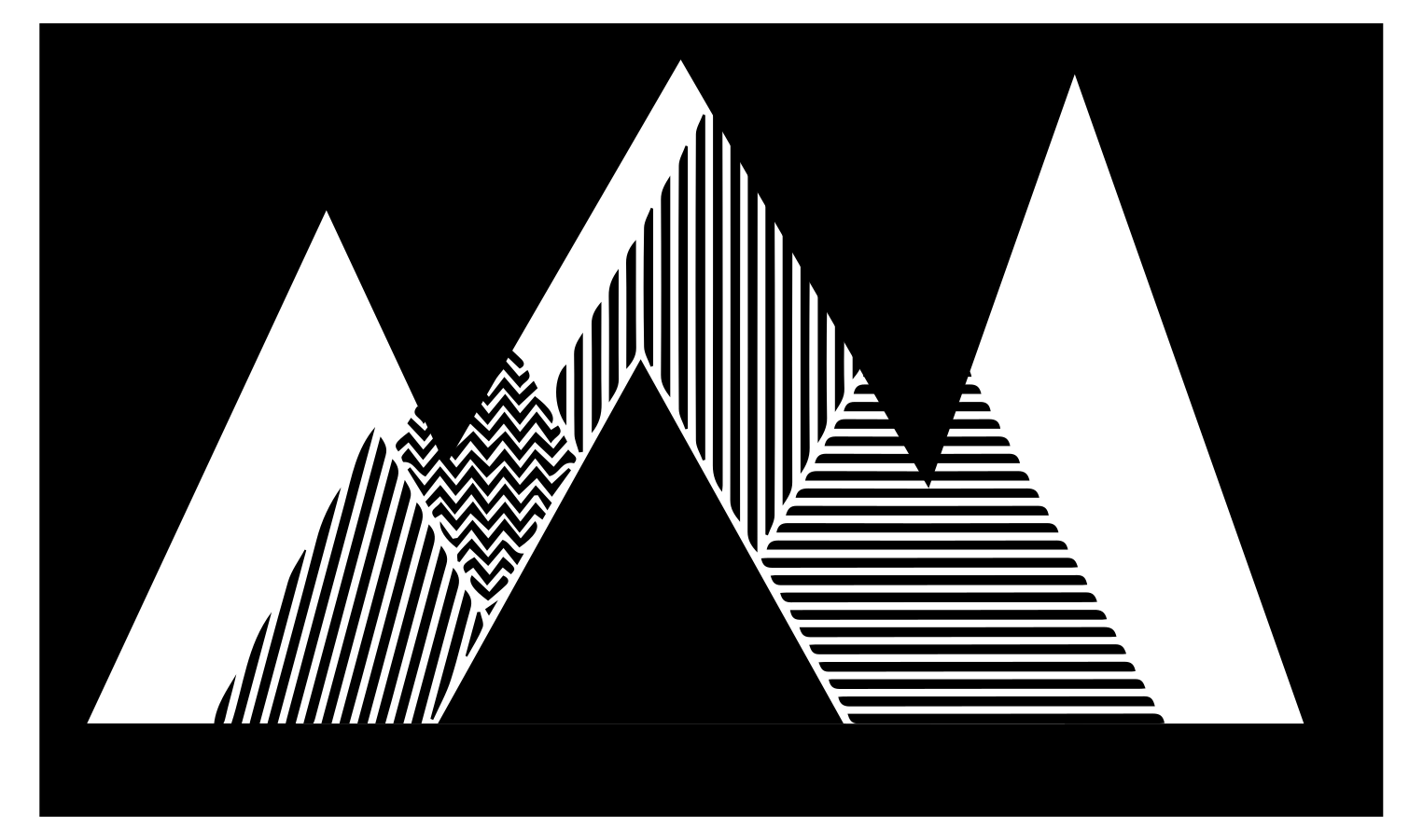 Tapis vinyle pour enfants Montagnes rayées en noir et blanc - TenStickers