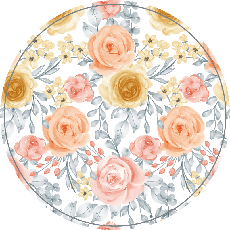 Tapis vinyle rond motifs botaniques florissants - TenStickers