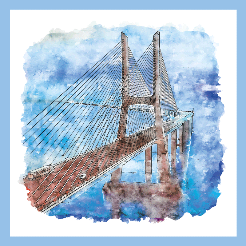 Tapis vinyle moderne Pont lisbonne portugal aquarelle - TenStickers