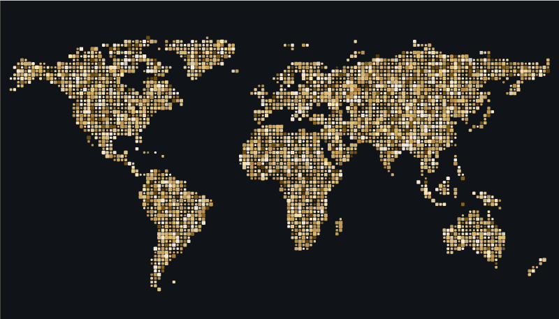 Tapis vinyle carte du monde carte du monde dorée - TenStickers