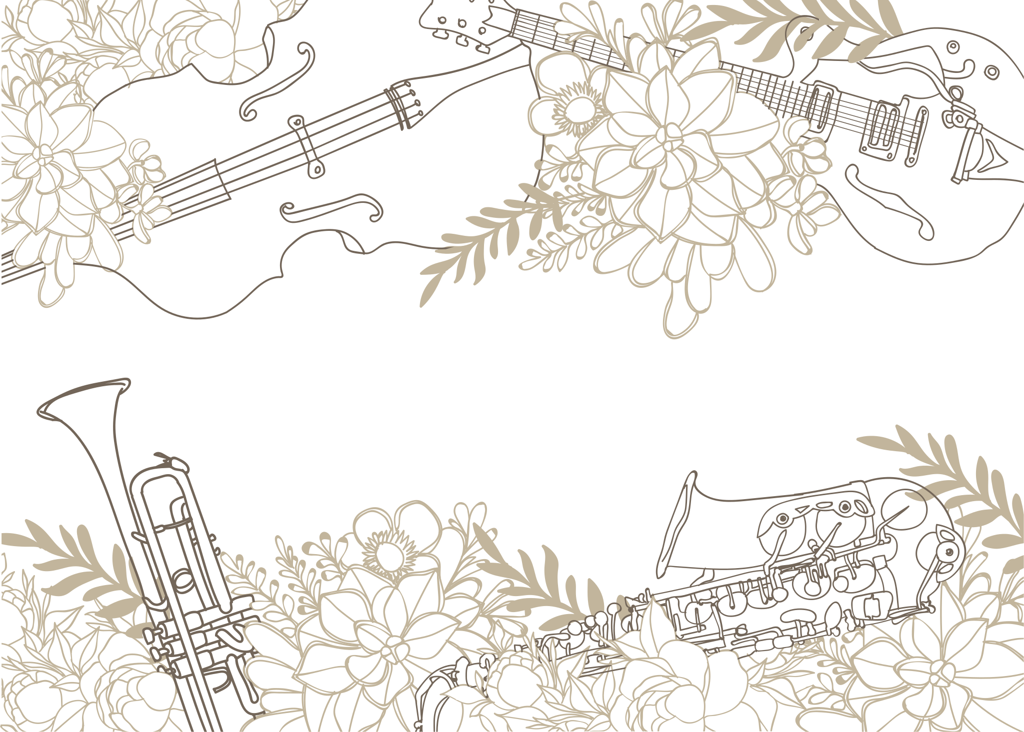 Tapis vinyle fleurs et plantes composition florale musicale - TenStickers