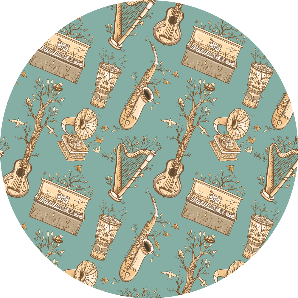 Tapis vinyle rond Modèle d'instruments de musique vintage - TenStickers
