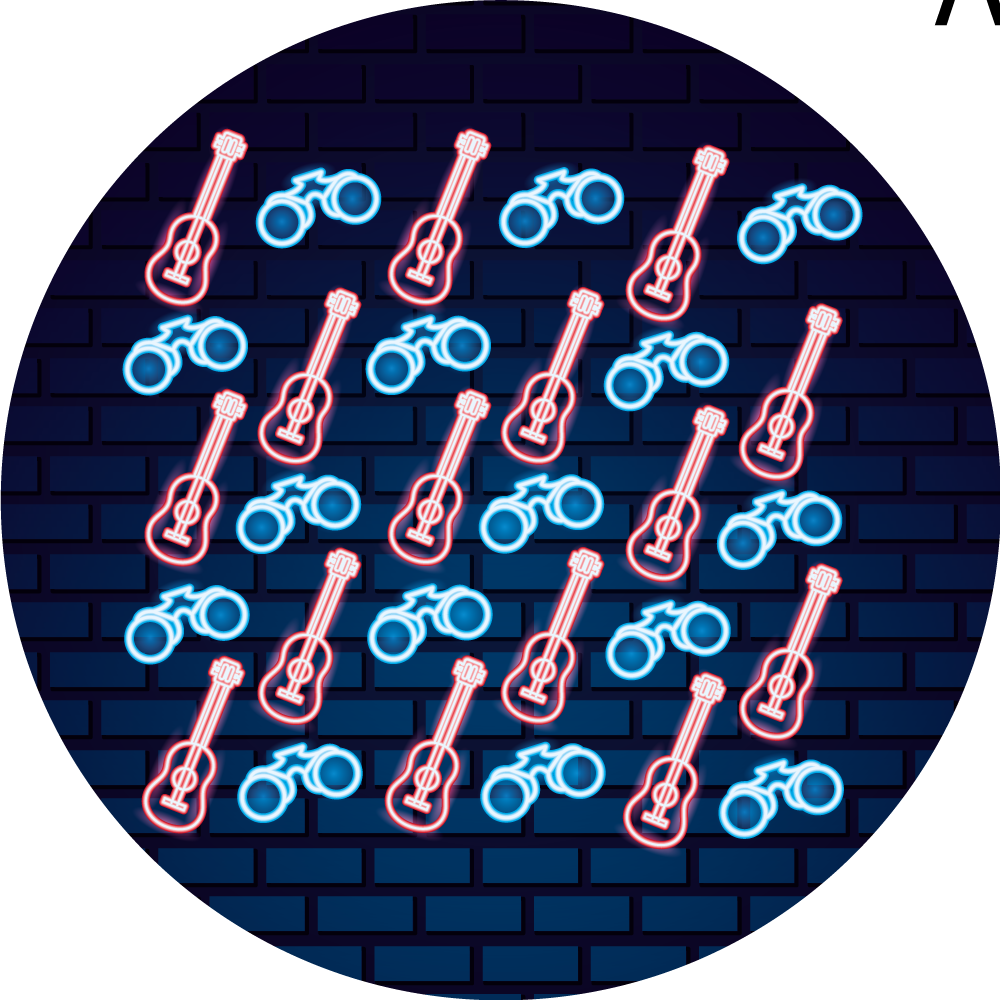 Tapis vinyle ado motifs musicaux au néon - TenStickers