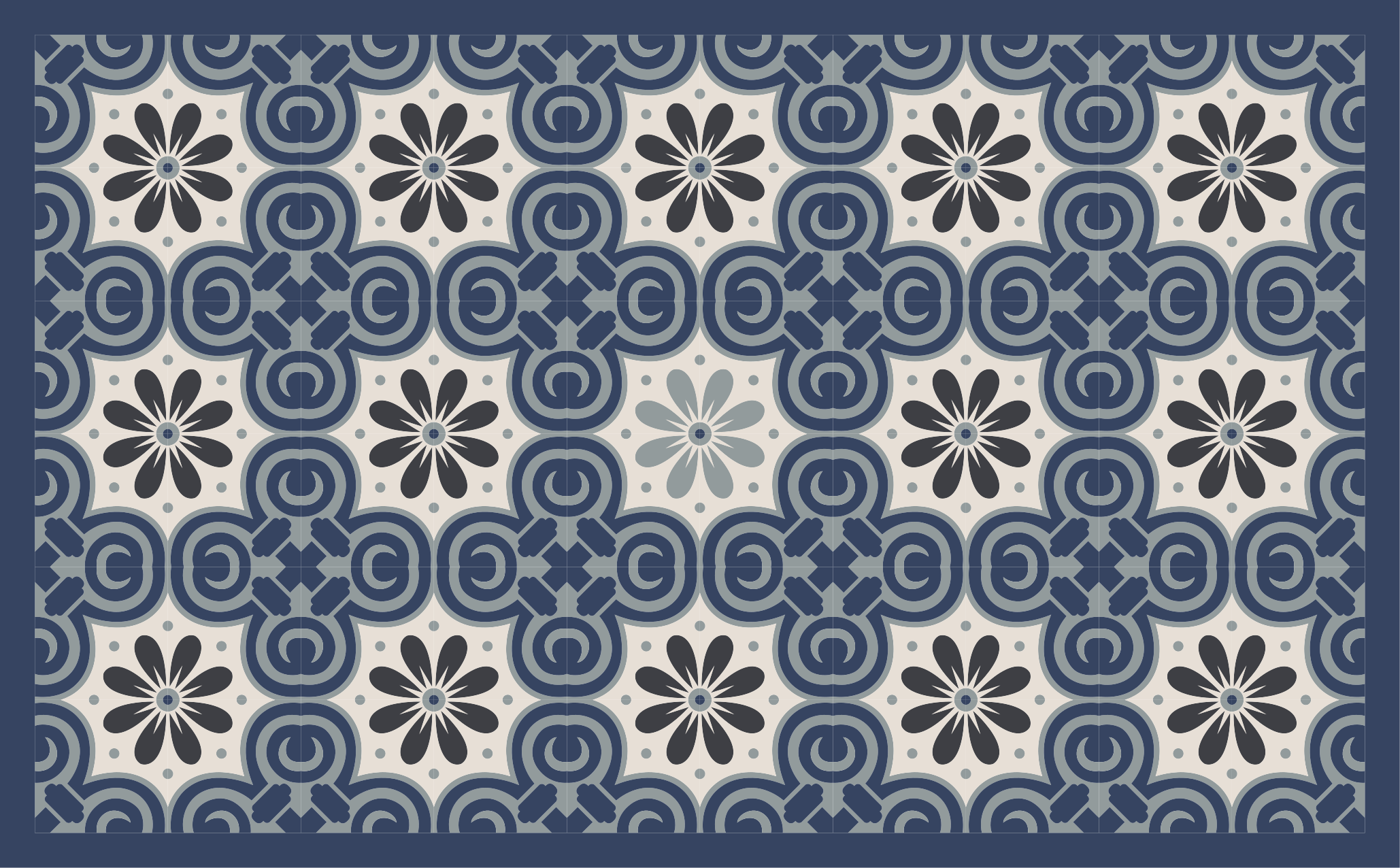 Tapis vinyle carreaux vinyle classique blanc et bleu - TenStickers