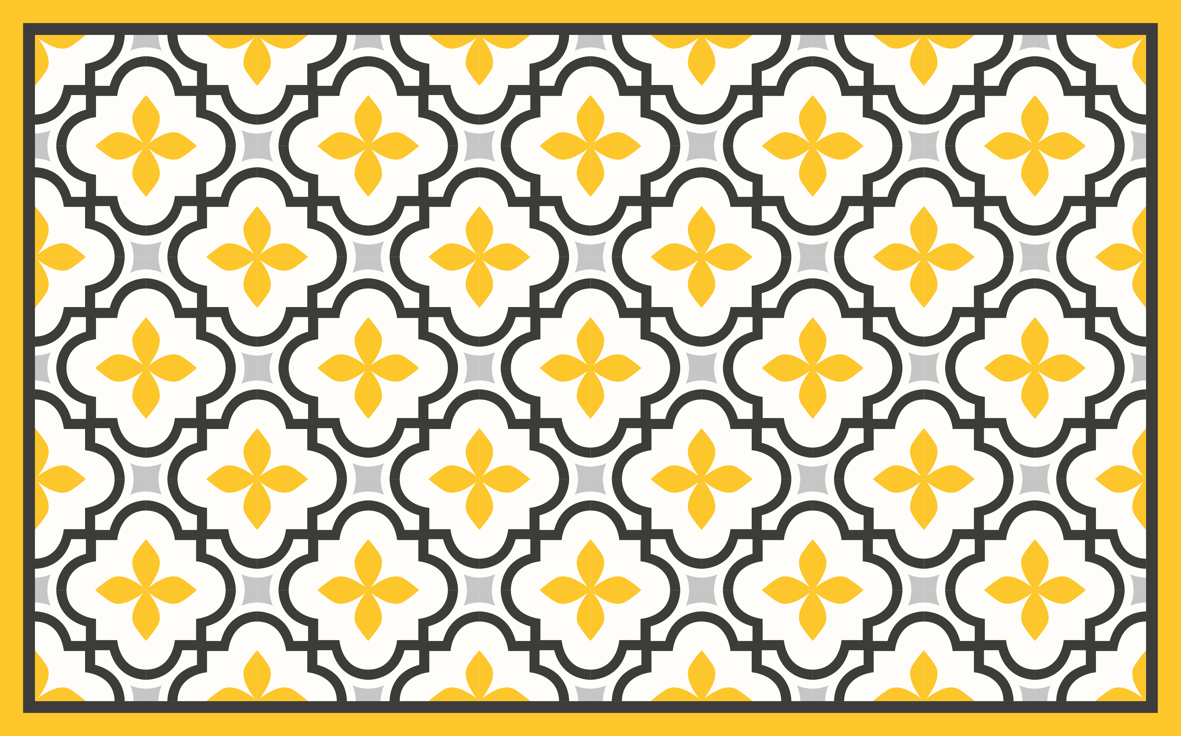 Tapis vinyle carreaux de ciment motif floral jaune - TenStickers