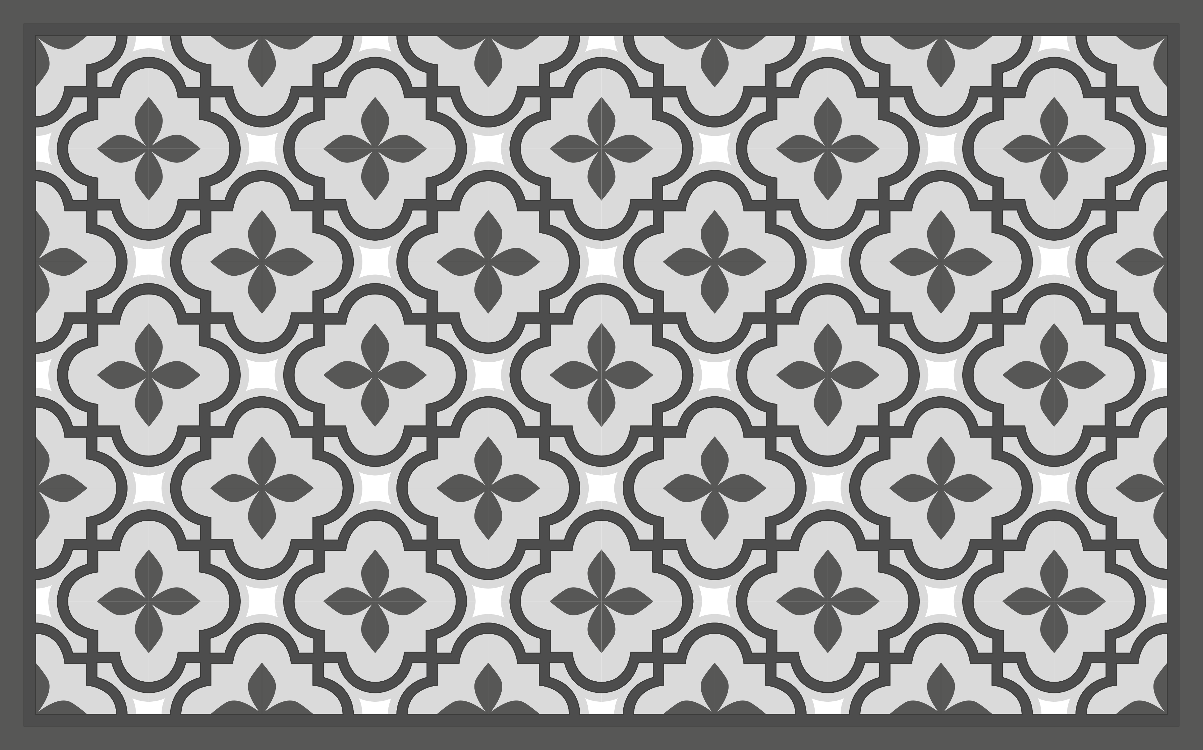 Tapis vinyle floral classique gris et blanc - TenStickers