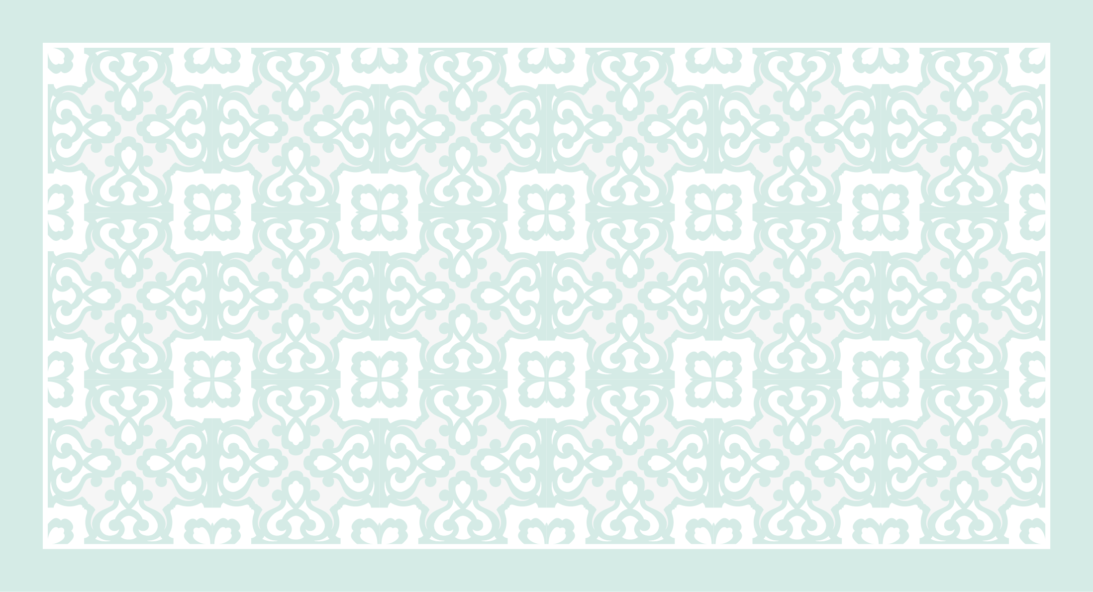 Tapis vinyle rétro motif floral bleu-vert léger - TenStickers