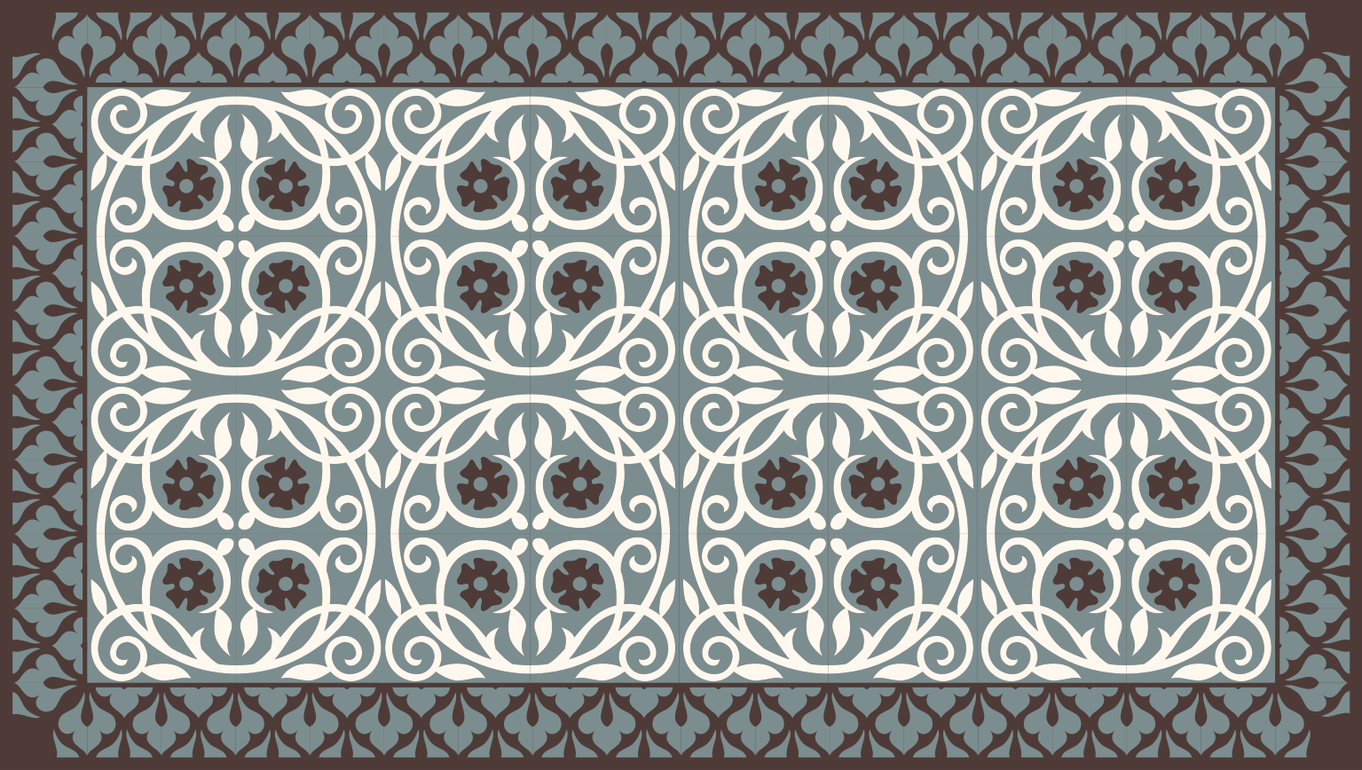 Tapis vinyle salle de bain composition d'éléments floraux - TenStickers