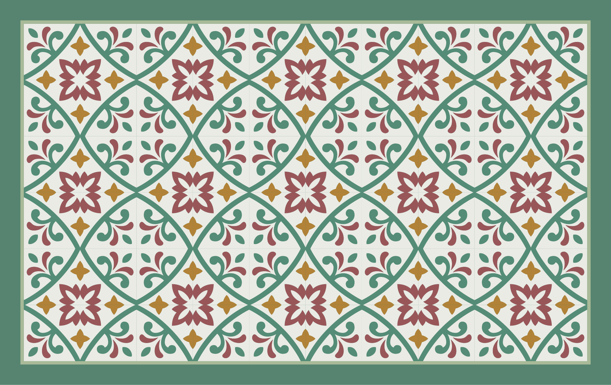 Tapis vinyle cuisine carreaux fleurs jaune rouge et vert - TenStickers