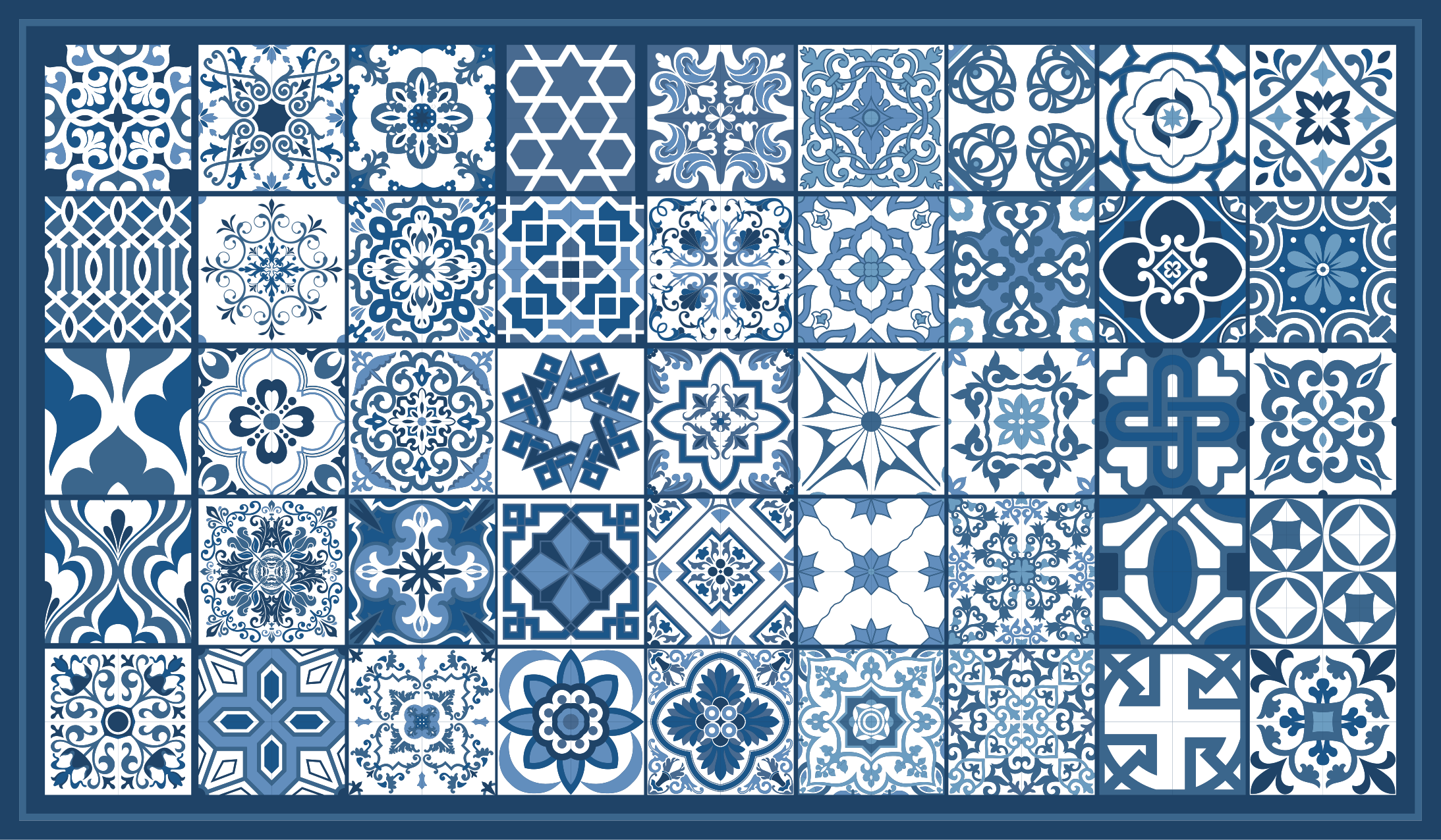 Tapis vinyle cuisine carreaux mosaïque bleu - TenStickers