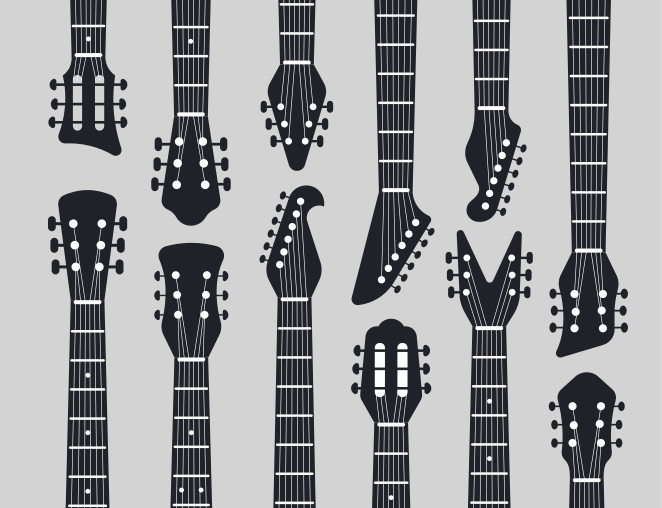 Tapis vinyle salon silhouettes de guitare - TenStickers