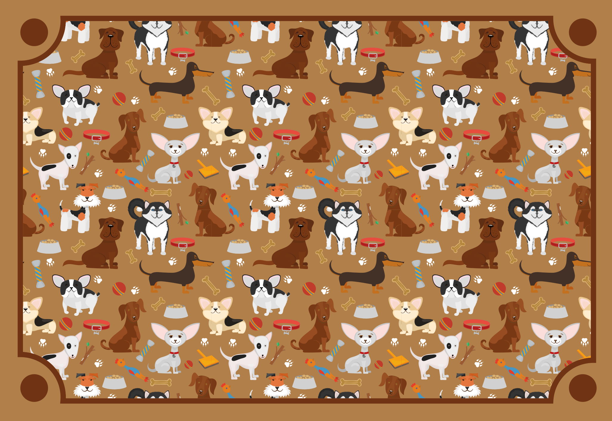 Tapis vinyle animal motifs de chiens mignons - TenStickers