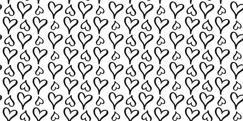 Tapis vinyle rectangulaire Icônes de coeur illustrées en noir - TenStickers