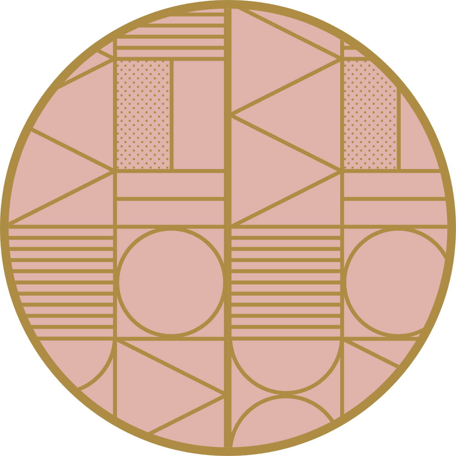 Tapis vinyle rond Formes géométriques dorées et roses - TenStickers