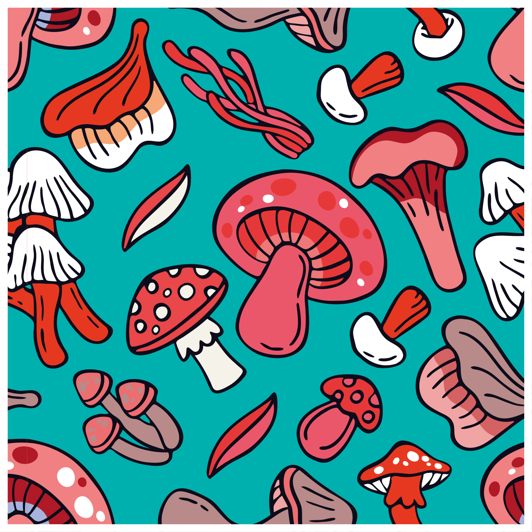 Tapis vinyle nature imprimé champignon vivant - TenStickers