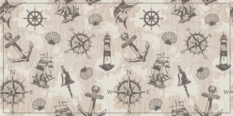 Tapis vinyle Ancres sur motif de planches bois - TenStickers