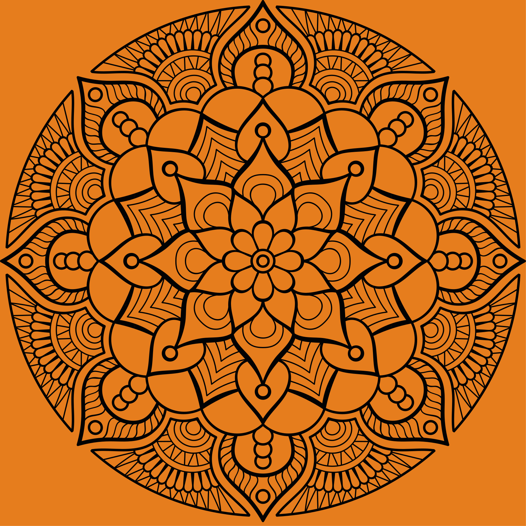 Tapis vinyle ethnique vinyle floral orange - TenStickers