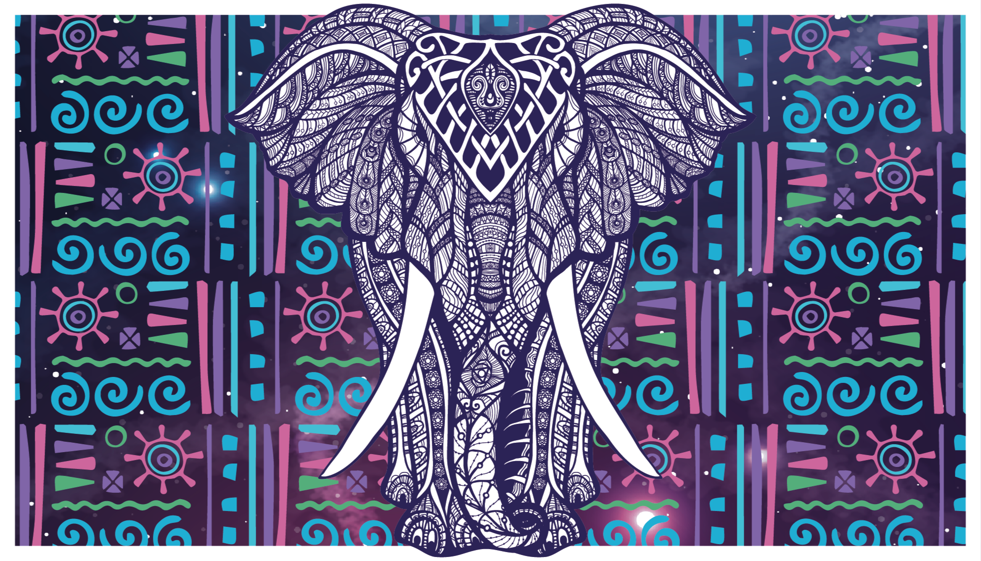 Tapis vinyle éthnique motif d'éléphant complexe - TenStickers