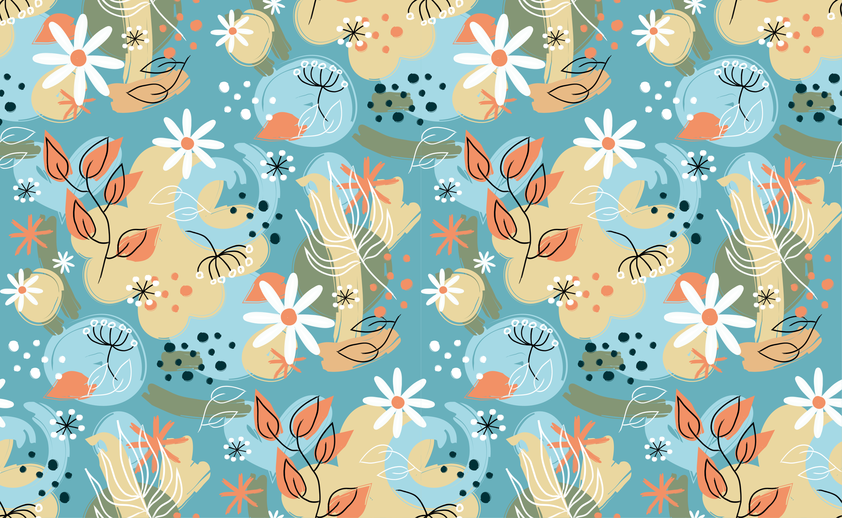 Tapis vinyle fleurs et plantes motifs floraux abstraits - TenStickers