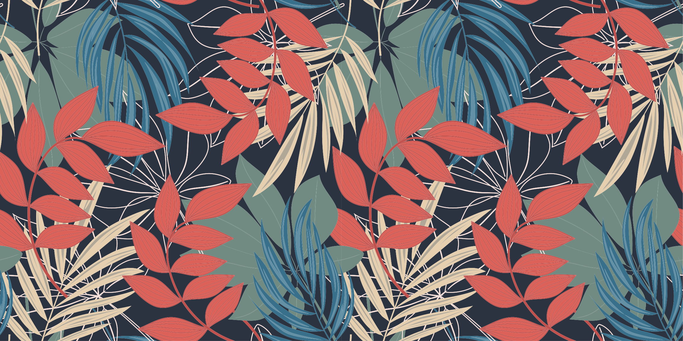 Tapis vinyle fleurs et plantes motif de feuilles vibrantes - TenStickers