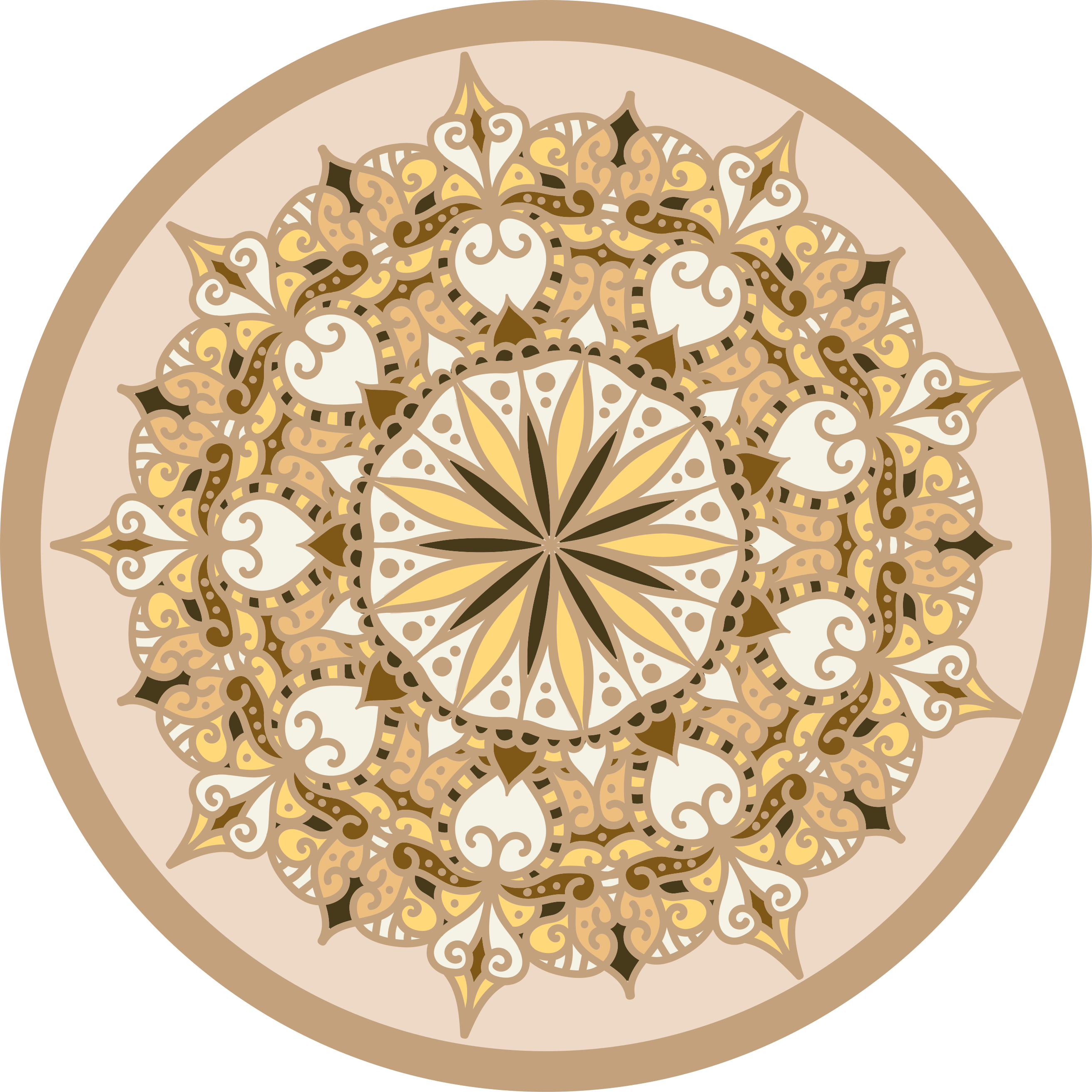 Tapis vinyle mandala doré élégant - TenStickers