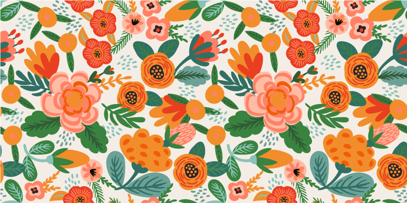 Tapis vinyle fleurs et plantes motif jardin floral - TenStickers