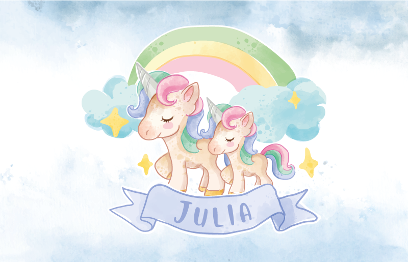 Tapis vinyle autres tapis illustration famille licorne - TenStickers