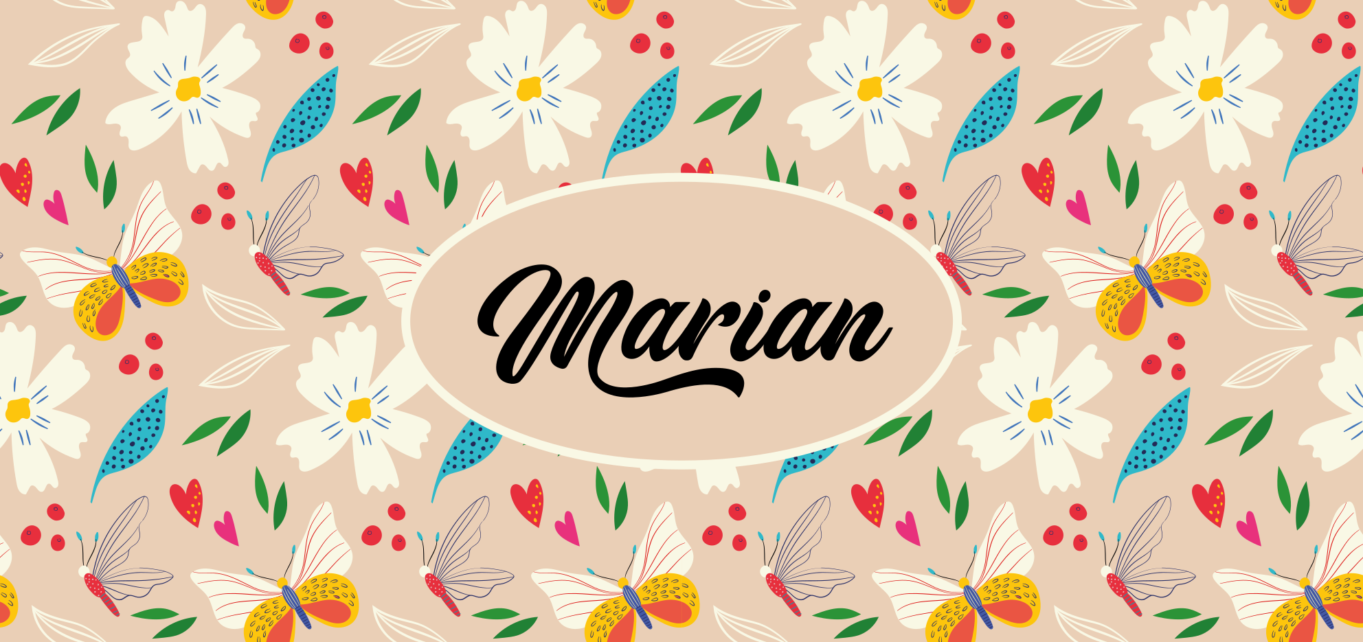 Tapis vinyle chambre motif floral beige personnalisé - TenStickers