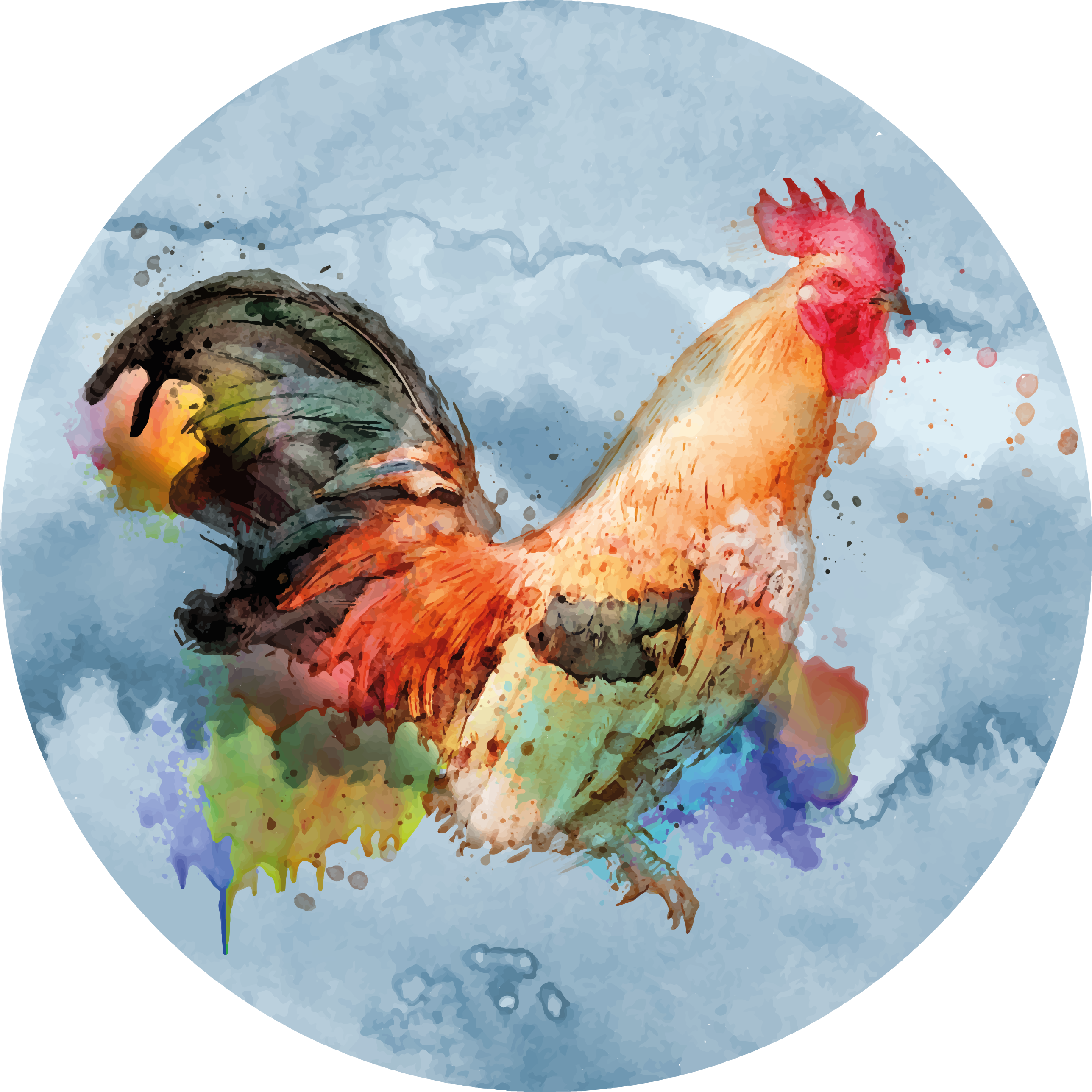 Tapis vinyle animal coq coloré éclaboussant - TenStickers