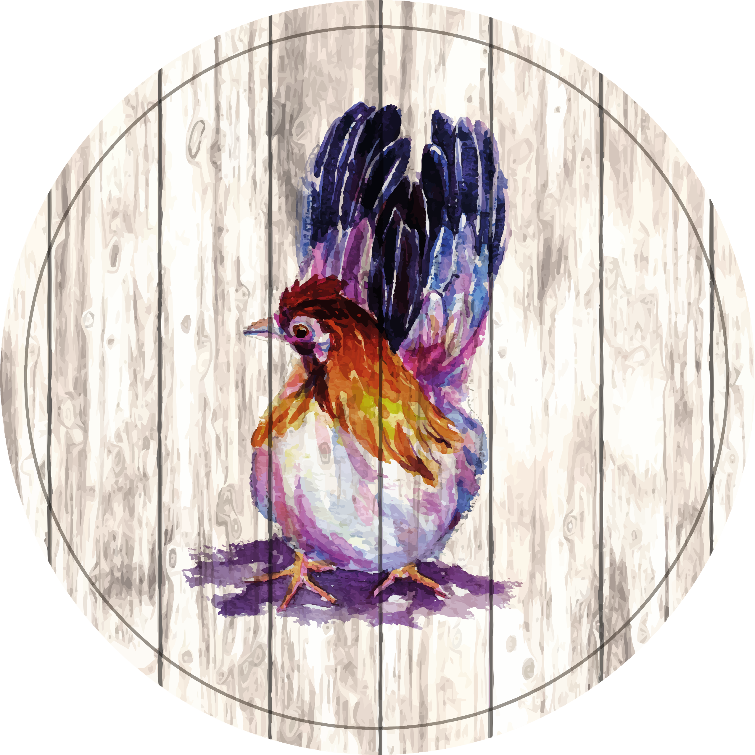 Tapis vinyle animal poule colorée et charmante - TenStickers