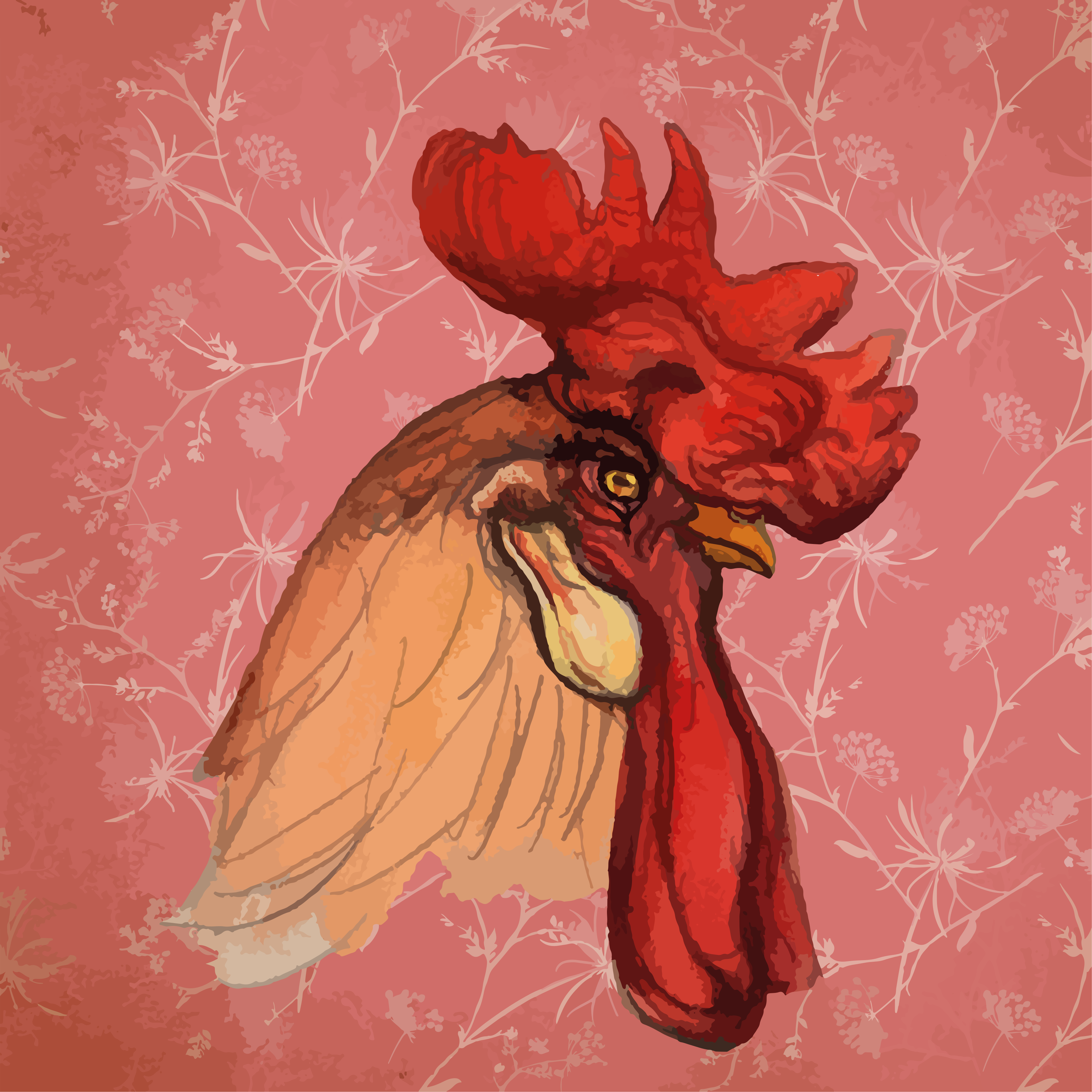 Tapis vinyle animal motif floral de coq - TenStickers