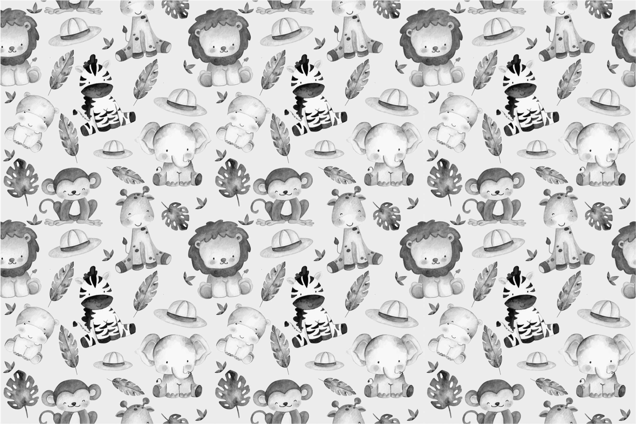 Tapis vinyle animal Animaux de zoo gris - TenStickers