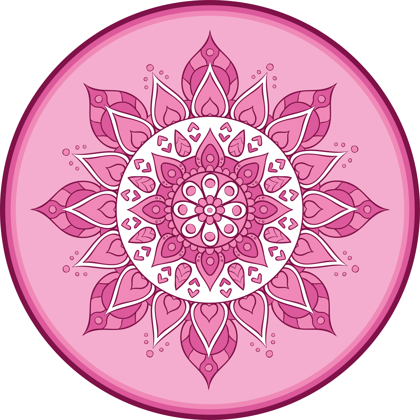 Tapis vinyle mandala méditation florale rose - TenStickers