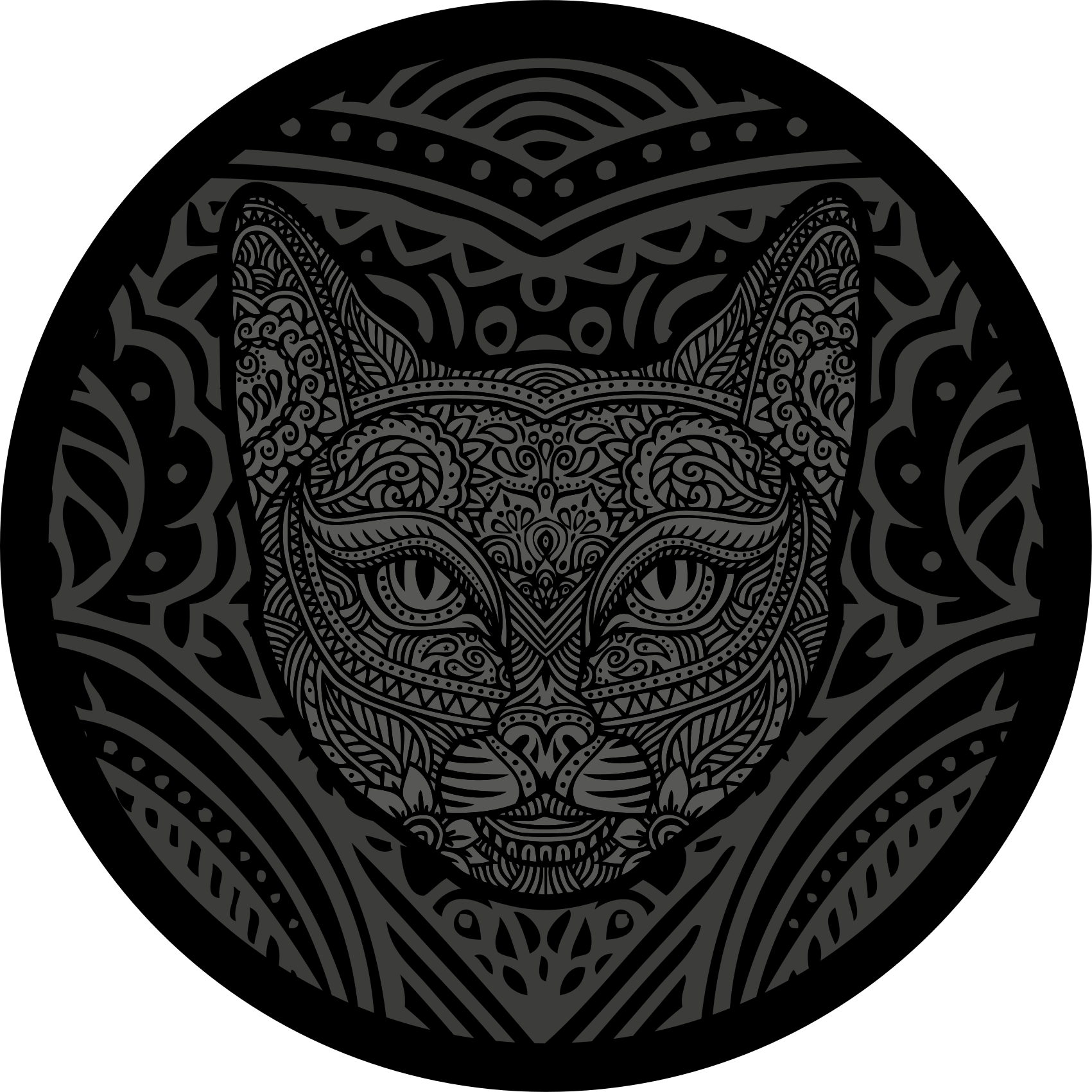 Tapis vinyle animal visage de chat noir - TenStickers