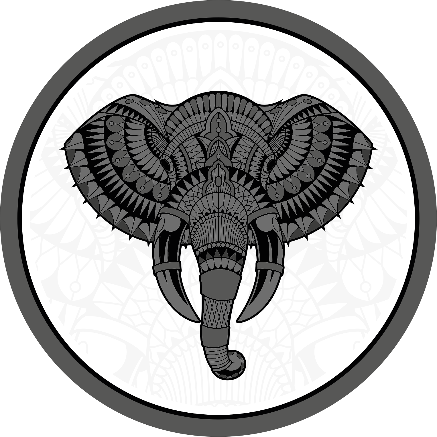 Tapis vinyle animal mandala gris éléphant - TenStickers