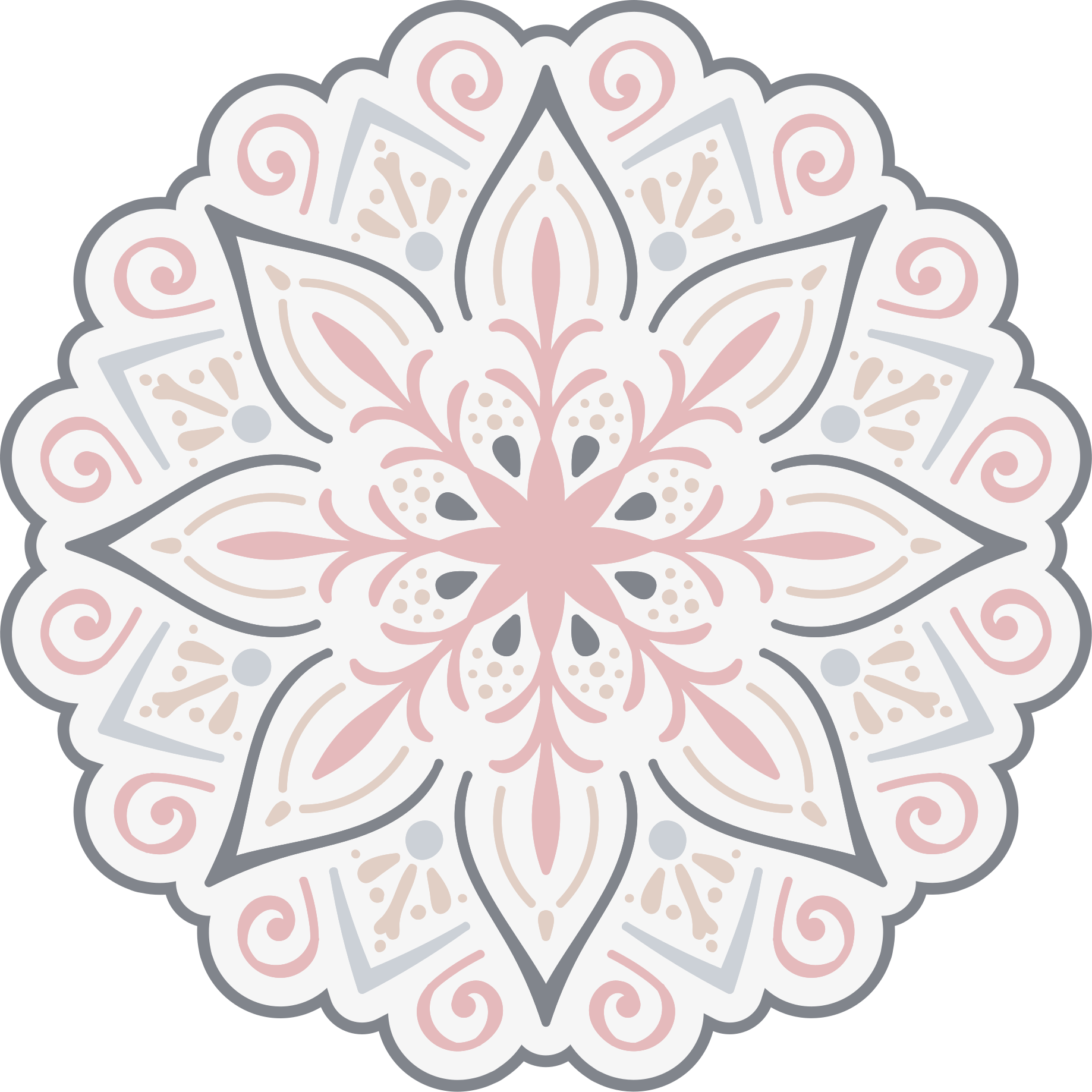 Tapis vinyle mandala élément floral gracieux - TenStickers