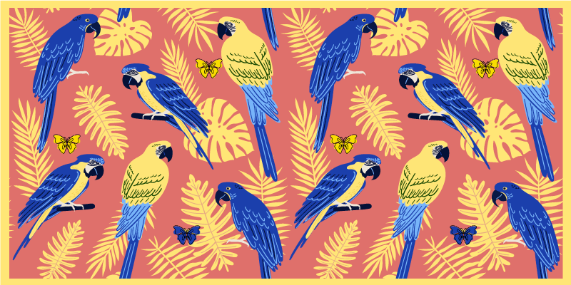 Tapis vinyle nature motifs de perroquets tropicaux - TenStickers