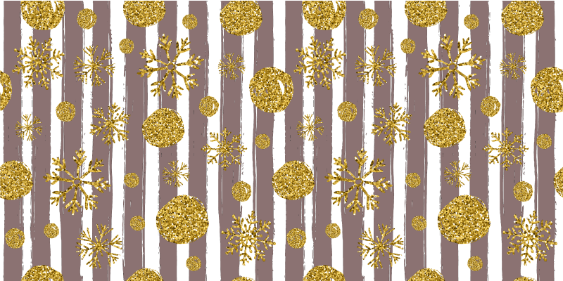 Tapis vinyle salon Flocons de neige dorés et rayures - TenStickers