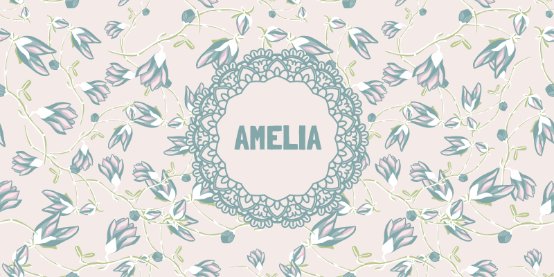 Tapis vinyle chambre motif floral avec nom - TenStickers