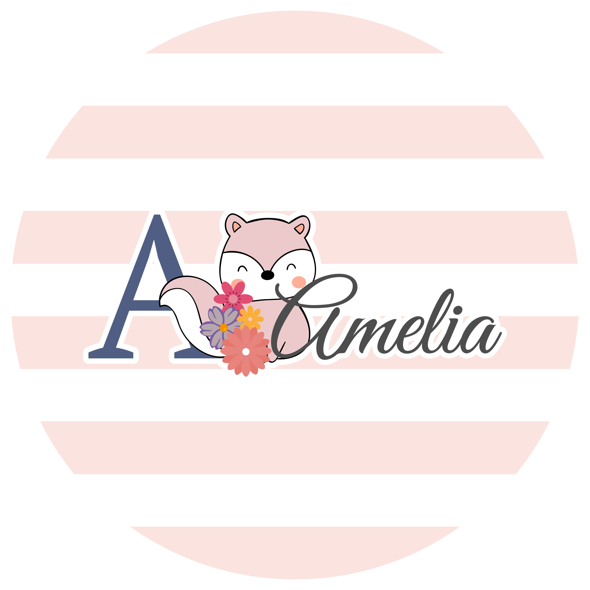 Tapis vinyle chambre bebe écureuil d'animaux mignons avec nom - TenStickers