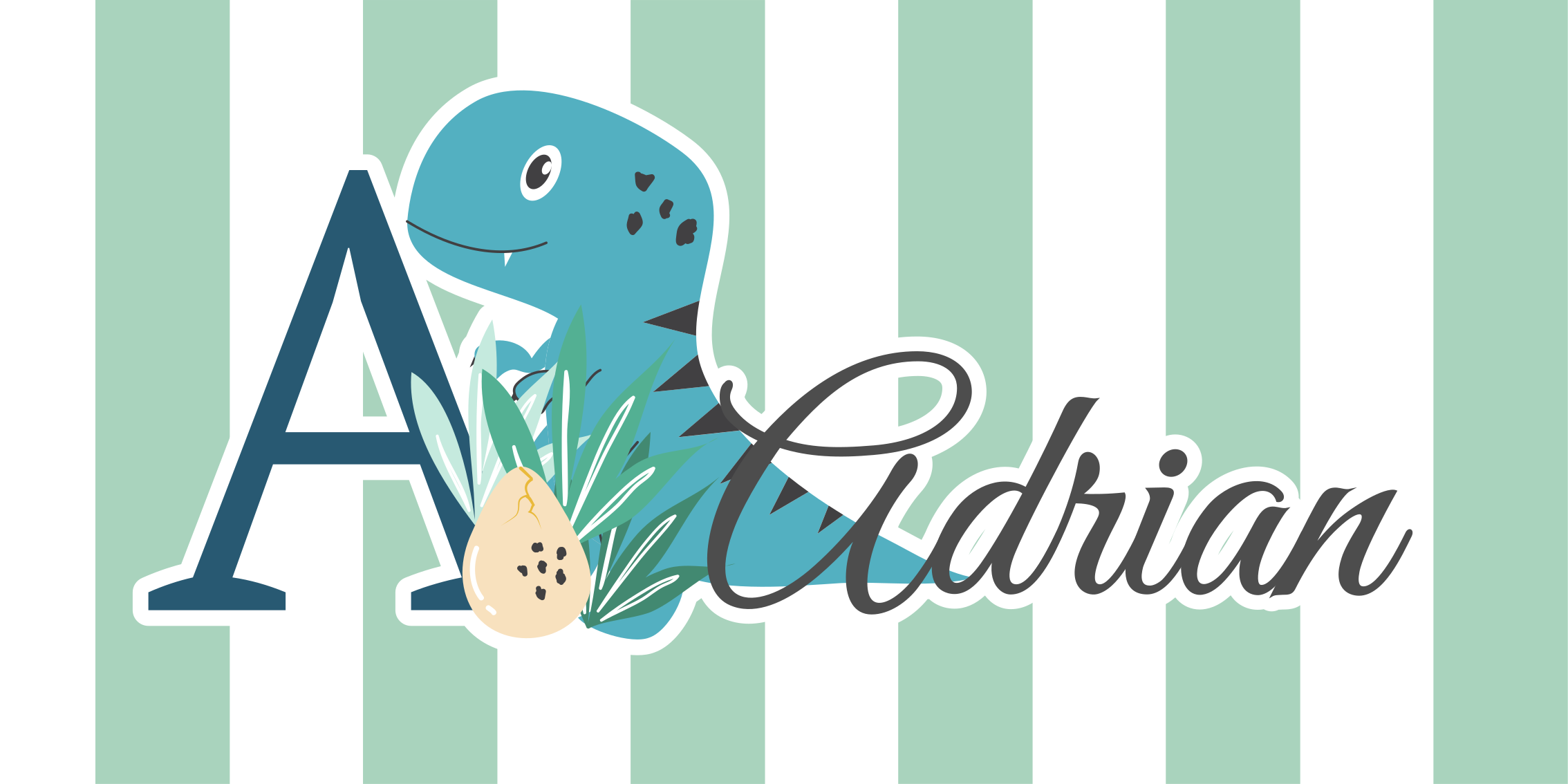 Tapis vinyle chambre bébé rex avec initiale et prénom - TenStickers